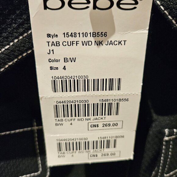 BEBE cropped spring jacket - size 4 - Picture 3 of 3